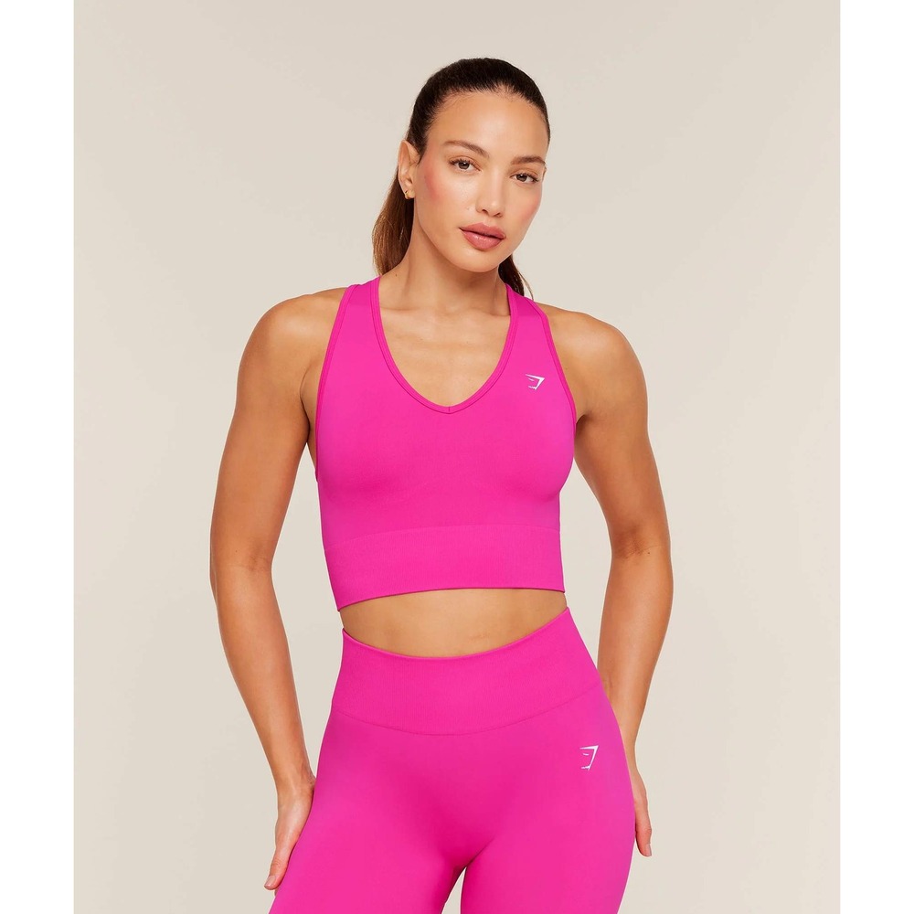 Gymshark Everyday Seamless Crop Tank Pink B7A3H Womens Large Body Fit New